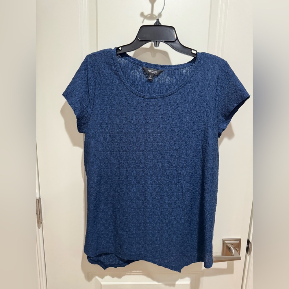 Simply Vera Vera Wang Navy Short Sleeve Top